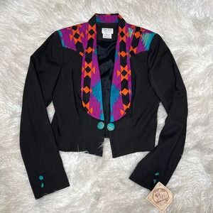 VINTAGE HOBBY HORSE WOMENS COLOR BLOCK BLAZER SIZE MEDIUM JACKET